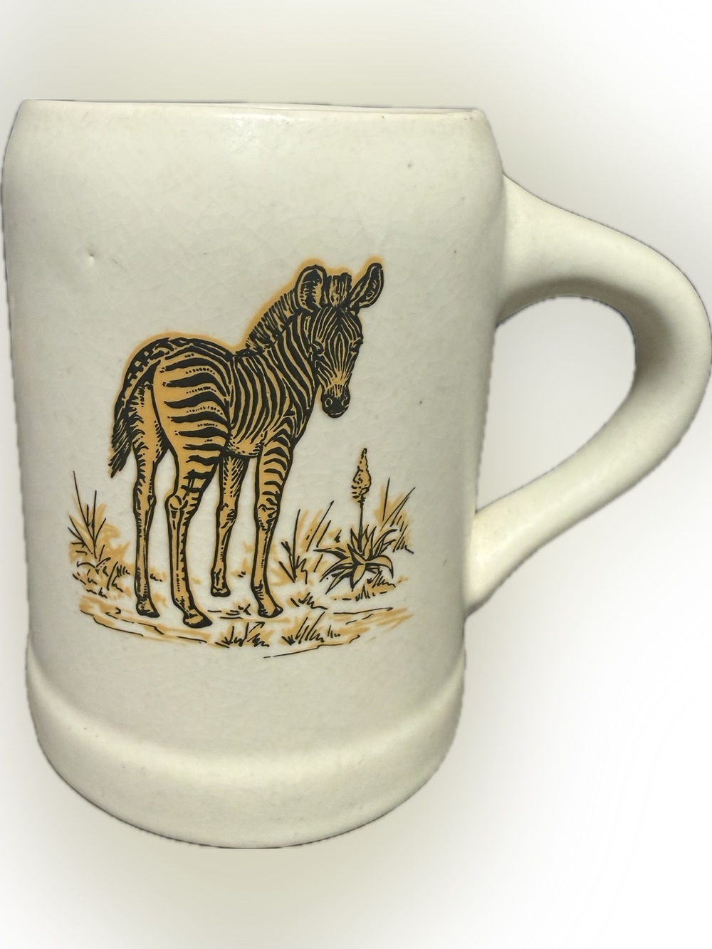 Thick Beige Ceramic Zebra Graphic Mug | 20oz